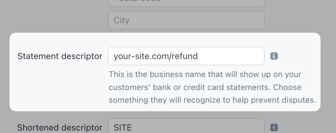 Statement descriptor link to avoid disputes