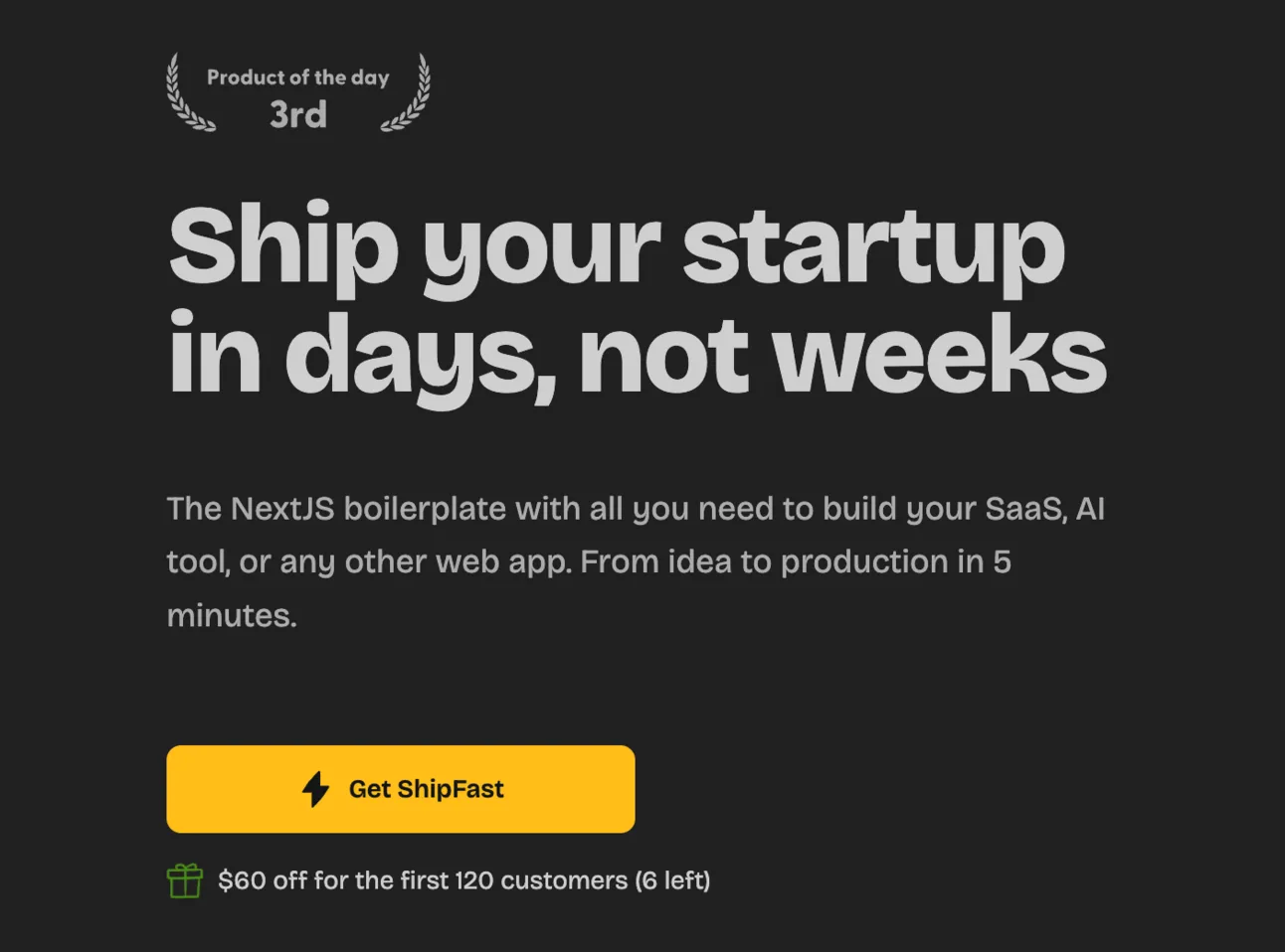 ShipFast homepage